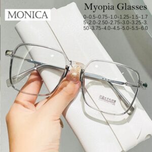 Gafas cuadradas para miopía para hombres y mujeres, anteojos para miopía con acabado Anti luz azul, gafas para miopía graduadas, 0 ~-2024, 6,0