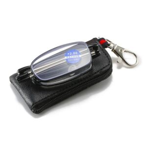 Gafas de lectura plegables portátiles con estuche para llavero, gafas para presbicia antiluz azul, gafas para hipermetropía ultraligeras para hombres y mujeres