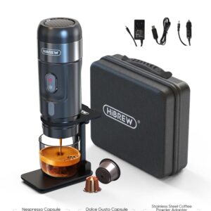 HiBREW-cafetera portátil para coche y hogar, máquina de café expreso de 12V de CC, compatible con cápsula Nexpresso Dolce, H4A