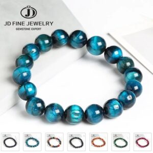 JD-Pulseras de Buda de ojo de tigre azul para hombres y mujeres, cuentas redondas de piedra Natural, brazaletes de Yoga hechos a mano, joyería informal, alta calidad