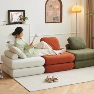 Sofá individual de tela, tatami plegable de doble uso para sala de estar de tamaño pequeño, sofá perezoso de tofu