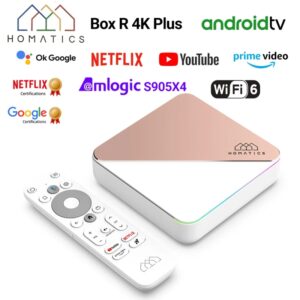 HOMATICS-TV Box R 4K Plus, decodificador con Android TV 11, Netflix, certificado por Google, Amlogic S905X4, 4G32G, compatible con DTS, Dolby Audio, AV1, Wifi6, BT5.0