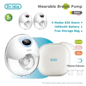 Dr.isla-extractor de leche eléctrico portátil, 4 modos, 36 niveles de succión, manos libres, colector de leche con brida de 19/24mm