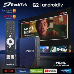 RockTek-decodificador de TV G2 Amlogic S905X4-K, 4K, Android TV 11, con Netflix, certificado por Google, 4G64G, compatible con DolbTS, Dolby Audio