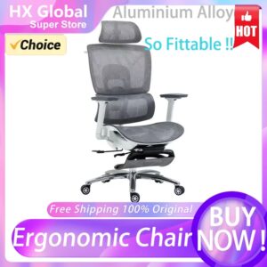 Silla ergonómica de oficina, asiento de malla elevable, e-sports, pie de aluminio para juegos con soporte Lumbar 3D, escritorio giratorio, profundidad de asiento ajustable