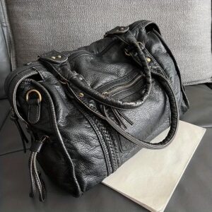 Bolso retro de cuero suave para motocicleta, bandolera de hombro de gran capacidad, bolso de mano Y2K