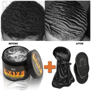 Gel de Control de Frizz ondulado 360, crema nutritiva para ondas del cuero cabelludo, pomada de arcilla Natural anticaída de cabello para hombres negros africanos