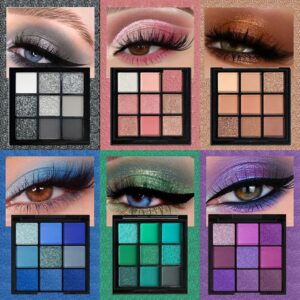 Paleta de sombra de ojos de 9 rejillas, brillo nacarado, mate, maquillaje brillante, larga duración, Serie de cosméticos de belleza para ojos para mujer