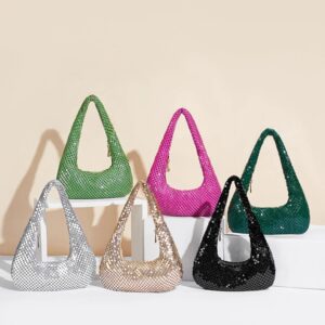Bolso de noche con lentejuelas de aluminio para mujer, bolsa de axila con cremallera, bolso informal ligero, bolso de hombro brillante para fiesta, bolso para teléfono móvil