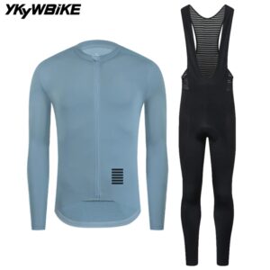 YKYWBIKE-Conjuntos de ciclismo para hombre, Maillot de manga larga con pechera larga, ropa de bicicleta, Kit de bicicleta de carretera