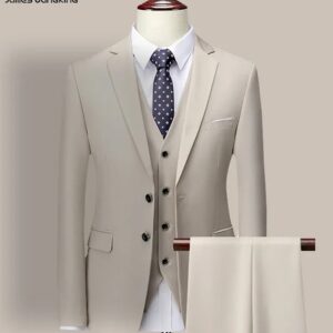 M-6XL de tres piezas para hombre, traje Formal de negocios de marca de alta gama, chaqueta, chaleco y pantalones, vestido de novia para novio, 14 colores