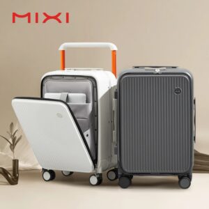 Mixi computadora portátil delantera maleta de bolsillo maleta de viaje de mango ancho maleta de viaje hombre equipaje de mano de 20 pulgadas mujer PC marco de aluminio maleta de trolley 24 pulgadas