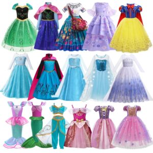 Disney vestido de Elsa y Anna para niñas, disfraz de princesa para carnaval, jazmín, Rapunzel, flor, Cosplay, navidad