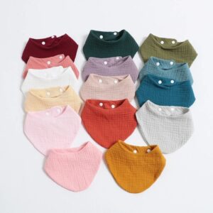 Babero de algodón para bebé, bufanda de Color sólido para alimentación, toalla de Saliva, Bandana, paño para eructar, accesorios para recién nacidos