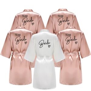 Bata de novia con letras negras para fiesta de boda, Kimono, pijama de satén para dama de honor, SP003
