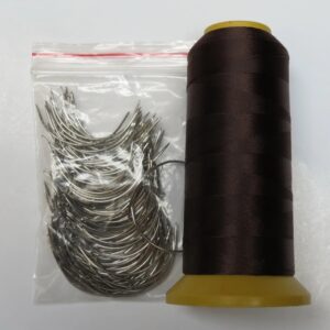 Hilo de nailon con aguja afilada tipo C, 6cm, 50 piezas, herramientas de extensión de trama de cabello humano