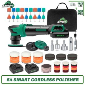 BATOCA-pulidora inalámbrica S4 para coche, Mini máquina pulidora inalámbrica Nano, Kit de cabezales de cambio rápido, Motor sin escobillas, Orbital de 3/12mm