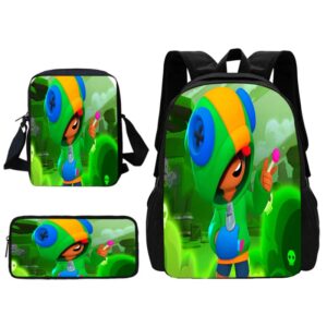 Juego de 3 piezas de juegos de Anime para niños y niñas, mochila escolar con bolsa de hombro, bolsas de lápices, el mejor regalo