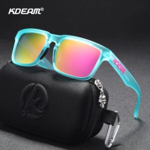 KDEAM-gafas de sol polarizadas para hombre y mujer, lentes cuadradas informales para exteriores, Unisex, con funda con cremallera