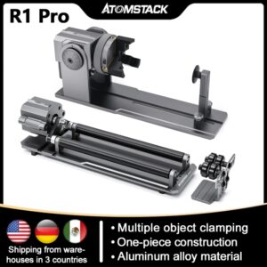 ATOMSTACK-Rodillo láser R1 Pro 4 en 1 giratorio con elevadores, módulo de grabado multifunción, mandril de mandíbula para objetos irregulares redondos