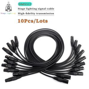 Cable DMX de Metal para luz de escenario, conector de línea de señal DMX de 3 pines, 1M, 10m, 3,5 pies, XLR, cabezal móvil de Audio, 1 a 10 metros de longitud, 10 unidades por lote