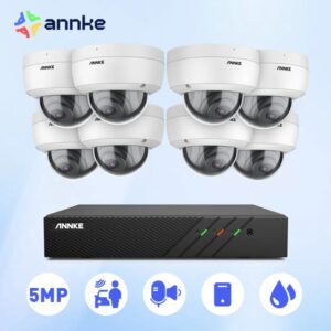 ANNKE-sistema de seguridad de vídeo en red POE FHD de 5MP, H.265 + 6MP, NVR, con 5MP, vigilancia resistente a la intemperie, cámaras POE, Audio en cámara Ip