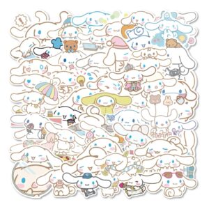 Paquete de pegatinas de dibujos animados de Cinnamoroll, pegatinas impermeables de Anime, piel bonita para portátil, Sanrio Kawaii, 50 piezas