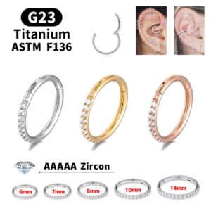 Pendientes redondos G23 F136 para mujer, anillo de Nariz de titanio, bisagra Clicker, anillo de Nariz de diafragma abierto, joyería de Piercing para mujer, 18G/16G