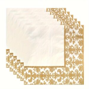 Servilletas estampadas doradas para decoración de bodas, suministros de limpieza para fiestas de Navidad, 20/100 piezas