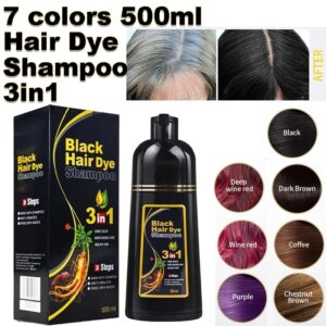 Champú de tinte para el cabello 3 en 1 para mujer, cubierta de color Natural de Polygonum, gris a negro, oscurecimiento de pelos instantáneo, 100ml/500ml