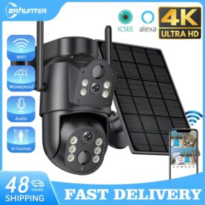 Cámara Solar 4k de 8MP con WIFI y batería de 7800 mAh, cámara PTZ inalámbrica de doble lente, visión nocturna a Color, vigilancia de seguridad ICSEE
