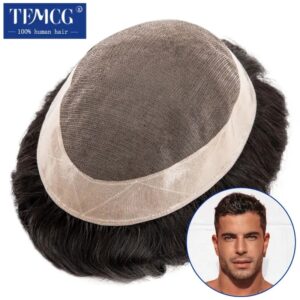 Peluca de cabello humano para hombre, tupé masculino de 6 ", tupé, tupé con densidad de 130%, duradero, sistema de reemplazo de cabello