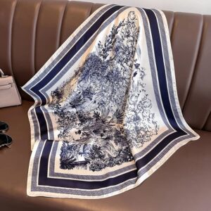 Bufanda de seda de imitación para mujer, pañuelo cuadrado con estampado de 70cm, diadema suave pequeña para exteriores, chal, Hijab, primavera y otoño, novedad de 2023