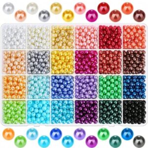 Juego de perlas de imitación para fabricación de pulseras y collares, 1680 piezas, 6mm, 24 colores, materiales con caja