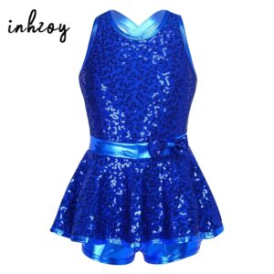 Vestido de baile de lentejuelas para niñas, leotardo de Ballet, Jazz, traje de baile latino, mono de gimnasia, traje de actuación de escenario, Ropa de baile