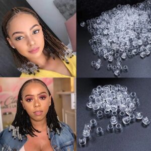 Cuentas de resina transparentes para el cabello, abalorios de rastas de 6mm con agujero grande para trenza Jumbo, accesorios para el cabello, 50 piezas, 12mm