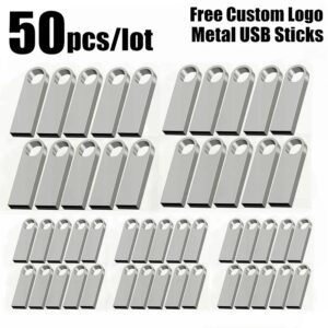Pendrive USB de Metal con logotipo personalizado, unidad Flash de música de 1GB, 2GB, 4GB, 8GB, 16GB, 32GB, regalo de empresa, 50 unidades por lote