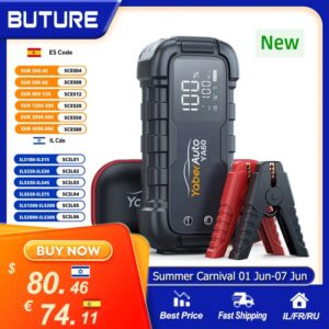 Arrancador de batería de coche, dispositivo de arranque de 6000A, 150W CC, cargador de batería de coche, pantalla LED 3,3, linterna de 600 lúmenes, superdispositivo