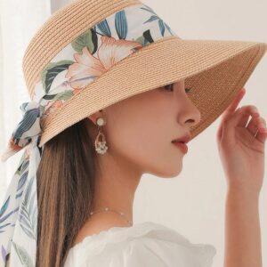 Sombrilla de vacaciones de turismo de verano para mujer, sombreros de protección solar, cinta de hoja, ocio, playa, sombrero de Sol de ala grande
