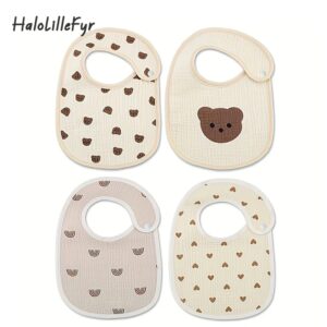 Baberos de gasa de algodón para bebé recién nacido, paños impermeables para eructar, bufanda estampada, toalla de Saliva para niños pequeños, material de alimentación, 2 piezas