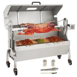 VEVOR Barbacoa de Carbón con Asador Eléctrico Carga de 60 kg Kit de Asador Automático al Aire Libre 50 W Asador Giratorio 4 RPM Kit de Asador Eléctrico 103,5x37,5 cm Alto Ajustable para Cordero Pollo