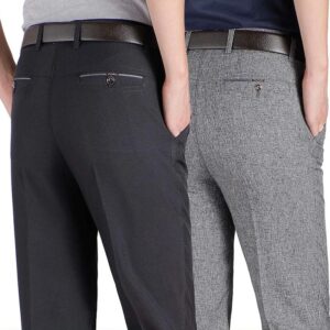 Pantalones de negocios informales para hombre, pantalón de marca de longitud media completa, corte suave, Regular, recto, negro, gris, talla grande 28-40, novedad