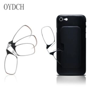 Gafas de lectura con abrazadera para hombre y mujer, lentes de lectura con pinza para la nariz sin pierna, portátiles, adhesivas, con funda ultrafina + 2,00 + 2,50