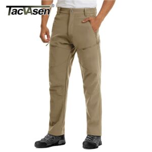 TACVASEN-Pantalones forrados de forro polar para hombre, pantalones de trabajo de carga con múltiples bolsillos, cálidos, para exteriores, senderismo, esquí, Softshell, Invierno
