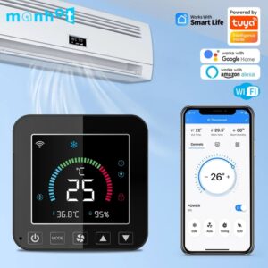 Termostato WiFi para aire acondicionado, controlador infrarrojo de humedad y temperatura IR, alimentación por USB, pantalla táctil LCD, Google Home y Alexa
