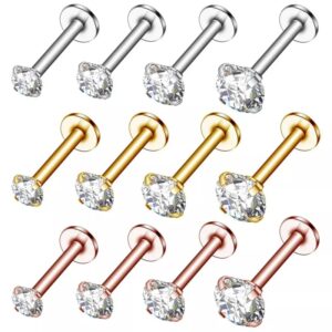 Pendientes de acero inoxidable de circón para mujer, Piercing de hélice para cartílago de la oreja, Piercing de labio Labret, joyería de anillo, 1 unidad
