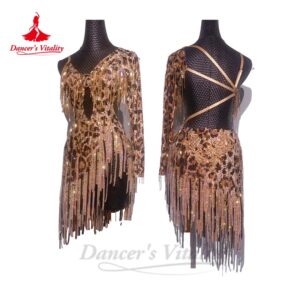 Ropa de baile latino personalizada para mujer, mangas individuales, Rumba, Chacha, Tango, ropa de rendimiento para adultos, vestidos de competición Latina