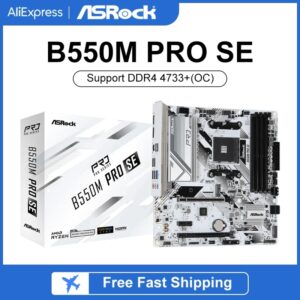 ASRock-M-ATX de escritorio B550M PRO SE, placa base blanca B550, enchufe AMD AM4, memoria DDR4 de 128GB, PCIe4.0, M.2, SATA III, USB 3,2