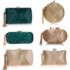 SEKUSA-Bolso de noche con borlas para mujer, cartera de mano con cadena de hombro, para fiesta de boda