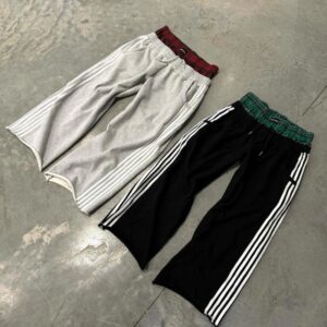 Pantalones casuales a rayas simples para hombres y mujeres, moda Y2K, Pantalones rectos sueltos Retro Harajuku, pantalones de chándal sueltos de cintura alta, Hip Hop